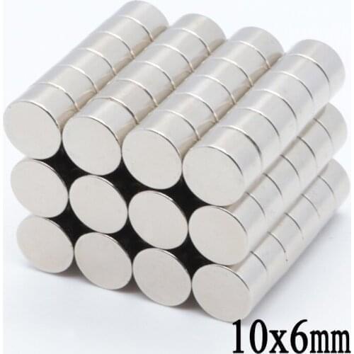 100pcs 10x6 mm Mini Round Neodymium Magnets 10*6mm N35 Super Powerful Craft Strong Rare Earth Magnet NdFeB 10*6 mm