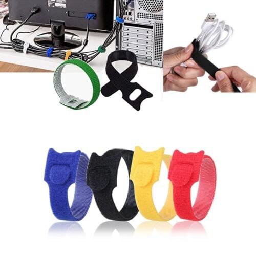 100 Pcs /lot T Type Nylon Cable Ties Power Wire Loop Tape Multifunction Nylon Straps Fastener Reusable Magic Tape Hook Loop Ties