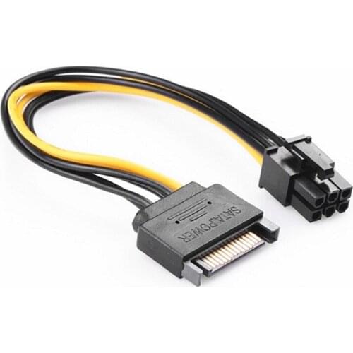 15Pin SATA to 6Pin Power Cable Connector 6P PCI-E PCI Express Adapter Graphics Card Riser Card Converter Cable for BTC Mining