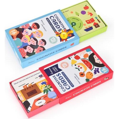 Kids 16 PCS Cognitive Early Learning Flash Cards Game Basic Advanced Edition Educational Toys for Children Christmas Gift