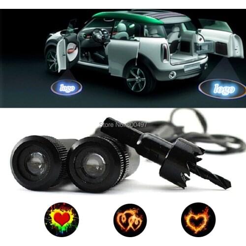 2 x Universal 5W High Power Car LED Laser Logo Lights Door Welcome Ghost Shadow Projector Door Courtesy Lights for Hearts Series