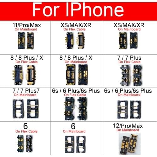 2pcs Inline FPC Battery Connector Holder For iphone 11 Pro Max XS XR X 6 6s 7 8 Plus Inner Connector Clip Motherboard Flex Cable