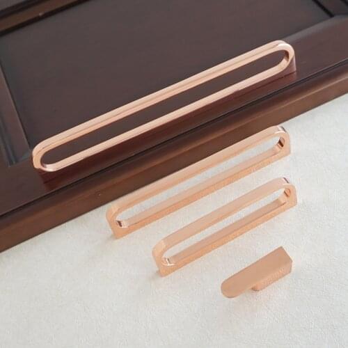 3.75" 5" 7.55" 12.6" Rose Gold Door Pull Rings Cabinet Handles Drawer Knobs Modern Furniture Closet Handle 96 128 192 320mm