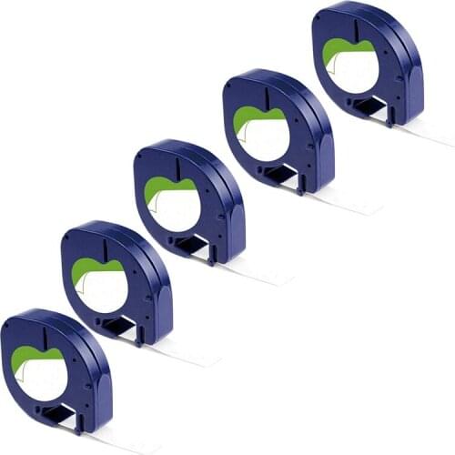 5Pcs Compatible Label Tape Replacement for DYMO Letratag Black on White Self-Adhesive Paper LT Label Tape Maker