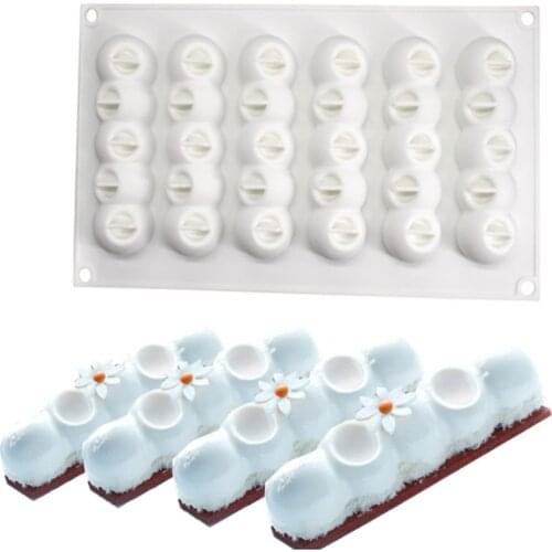 6-Concave Ball Long Strip-Shaped Silicone Mouse Cake Mold 3D Baking Tools Dessert Decoration Bakeware for Wedding