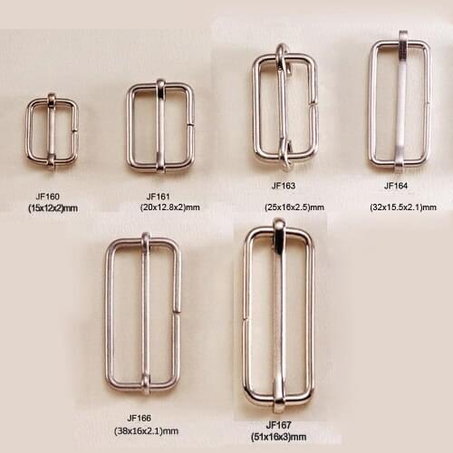 60pcs/lot 6 multiple sizes metal ajustable ring buckle for bags iron buckle in nickle color free shipping BK-024