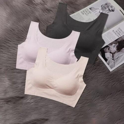 Without Steel Ring Girl Bra Solid New Sleep Seamless Vest One-piece Everyday Womens Sports Underwear Three Quarters(3/4 Cup)