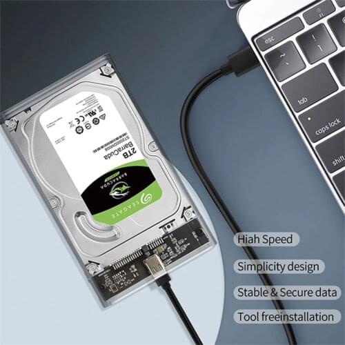Heoriady USB3.0 HDD 2.5inch Serial Port SATA SSD Hard Drive Case Support 6TB transparent Mobile External HDD Case