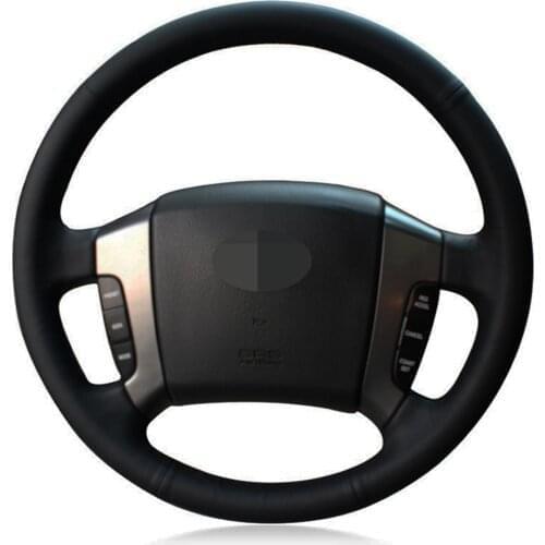 Car Steering Wheel Cover DIY Hand-stitched Black Artificial Leather For Kia Sorento 2003 2004 2005 2006 2007 2008 2009