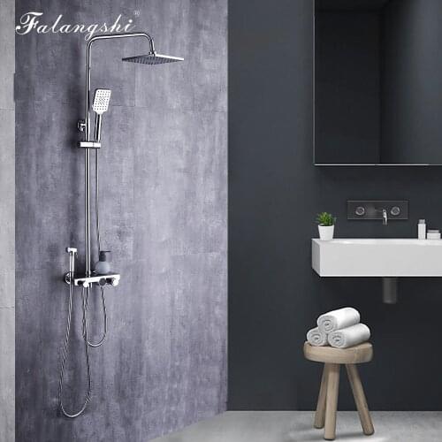 Bathroom Rain Shower Set Temperature Display Shower System Wall Mounted Chrome Brass Bathtub Faucet Shower Faucet Tap WB1822