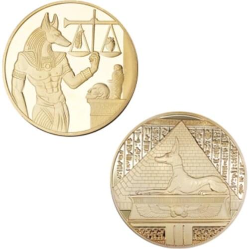 Egypt Death Protector Anubis Coin Copy Coins Egyptian God Of Death Gold Plated Commemorative Coins Collection Gift