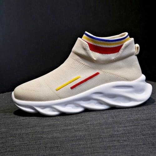 Womens shoes casual sneakers fly woven mesh breathable comfortable socks shoes non-slip light elastic vulcanized shoes