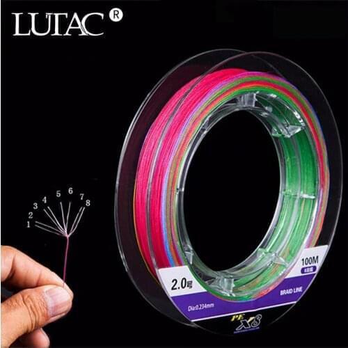 LUTAC 3 PCS/Set Multicolor 8 Strands Fishing Line Sea Saltwater Fishing SuperPower Lines 15LB - 50LB 100M PE Braid