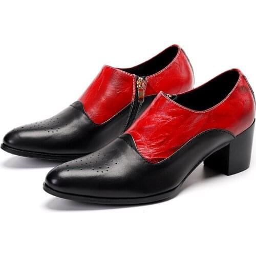 Summer High heels Genuine Leather shoes men origina patchwork mens wedding formal shoes zipper sapato social masculino vestidos