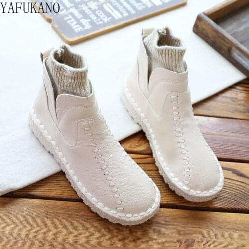 Literary Retro Flat Ankle Boots Mori Girl Plus Velvet Womens Boots Harajuku Style Martin Boots Handmade Soft Bottom Casual Shoes