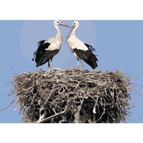 MaHuaf-j418 storks in the nest birds Set for drawing by numbers art animal pictures for living room home decor
