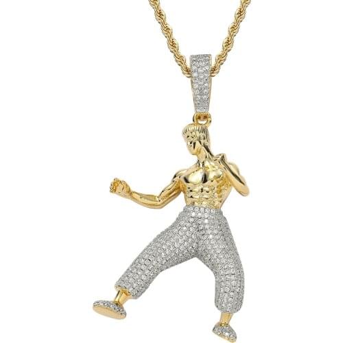 New Necklace 2021 Chinese Kung Fu Bruce Lee Pendant Necklace Hip Hop Pendant Jewelry