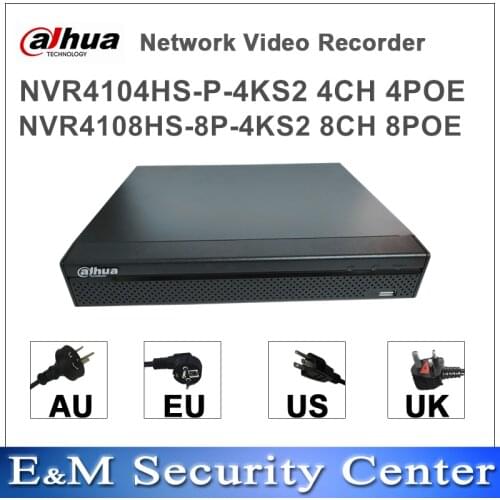 Original dahua Compact NVR 4/8 1U Lite Network Video Recorder NVR4104HS-P-4KS2 NVR4108HS-8P-4KS2 POE mini NVR
