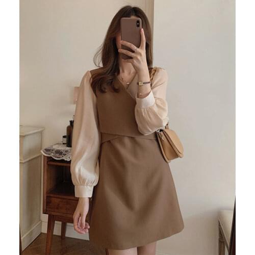 Girls' Autumn Spun Yarn Short Dress Womens Long-Sleeved Woman Dresses Vestido De Mujer Femme Robe