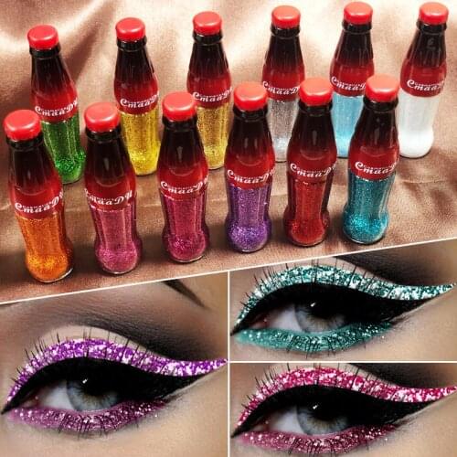 12 Color Shin Eyeliner Liquid Lasting Glitter Powder Waterproof Nature Eye makeup Party Smoky Quick-drying Non Blooming Eyeliner