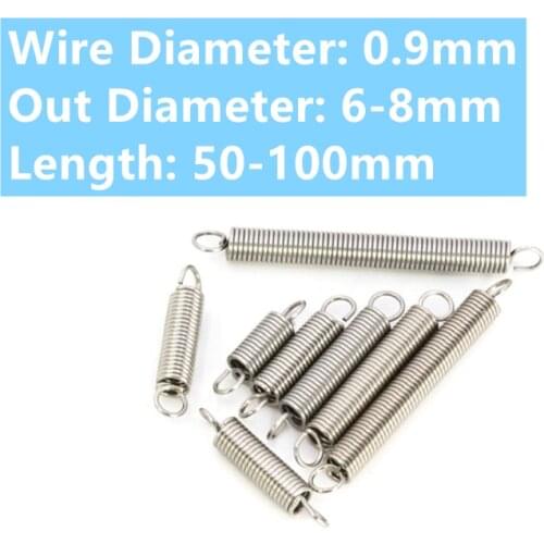5PCS 0.9* 6-8 mm * 50-100mm Spring Steel Dual Hook Tension Spring Hardware Accessories Tension Spring