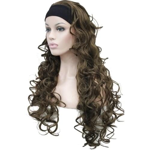 StrongBeauty Womens Long Curly Hair 3/4 Wigs Black/Blonde Womens Headband Wig 7 Color