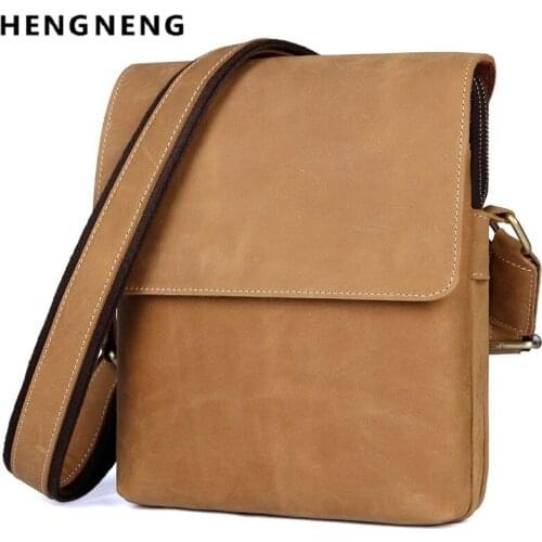 Man Flap Bag Genuine Leather Men Shoulder Bag Male Satchel Handbag Bussiness Document Messenger Bag Mens Crossbody Bags For Men