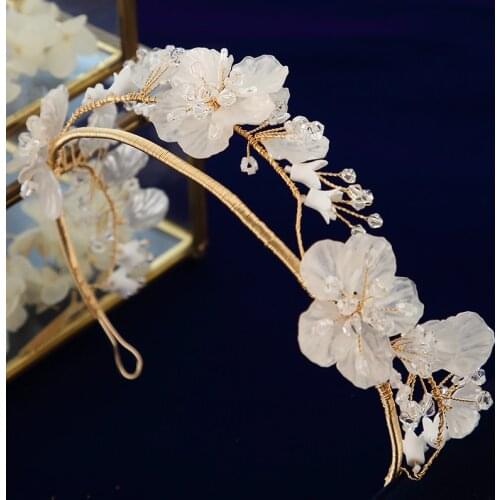 European Gold Shell Wedding Tiaras Crowns Set Flower Bridal Headpiece Brides Hair Accessories Evening Head Wear