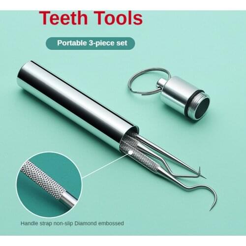Outdoor Tools Stainless Steel Portable Tooth Picker Oral Cleaning Dental Care Tools Tooth Stone Removal Cleaning Tools