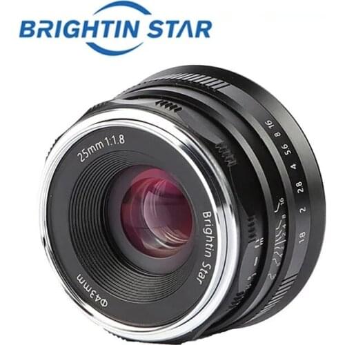 Brightin Star 25mm F1.8 APS-C Large Aperture Fixed Focus Mirror Camera Portrait Lens For Canon Sony Fujifilm M4/3 Nikon z lens