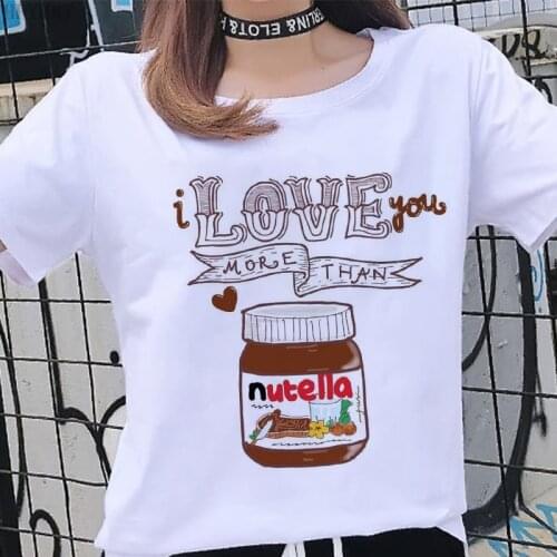 Nutella Harajuku Aesthetic T-shirt Women Funny Graphic Print Casual White T shirt 2020 Summer Fashion Large size Tshirt Clothes