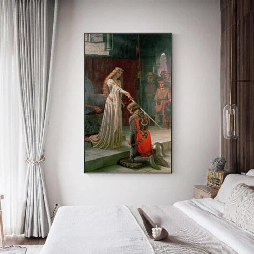 Famous Paintings By Famous British Painter Edmund Blair Leighton Posters Printed on Canvas Room Living Room Wall Art Room Decor