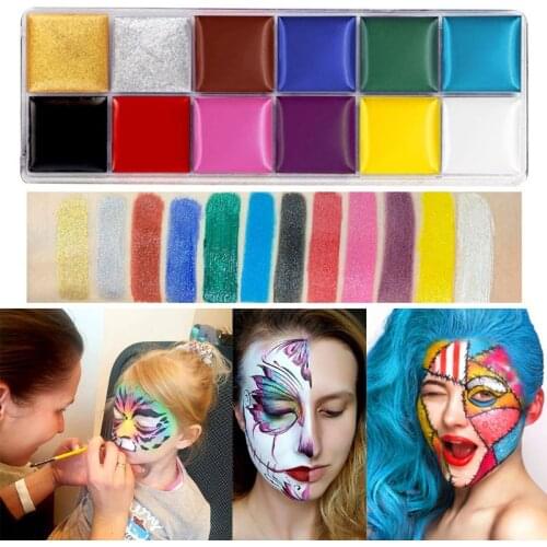 12 Colors Non Toxic Face Body Paint Water Soluble Oil Painting Tattoo Halloween J6PB
