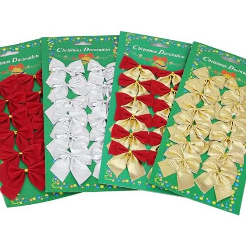 12PCS 5cm-6cm(appr) Bow Christmas Decorations Christmas Tree New Year Holiday Party Decoration