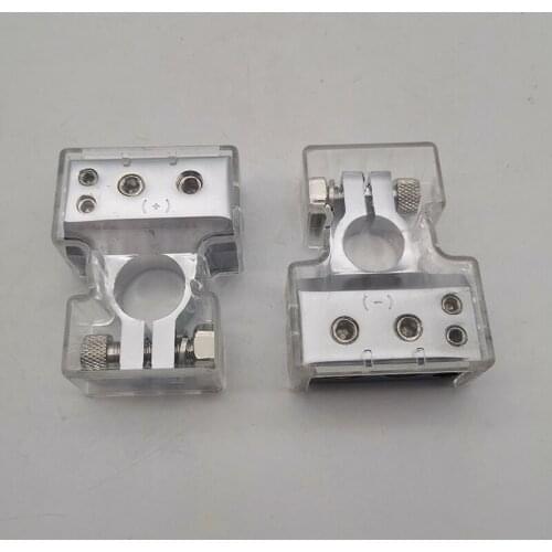 2 Pcs Car Positive/ Negative Battery Terminal Clamp Connector Tool Silver Metal