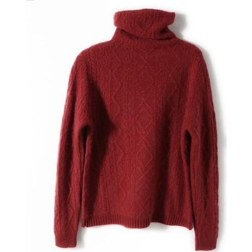 2021 woman winter 100% Cashmere sweaters knitted Pullovers jumper Warm Female Turtleneck blouse blue long sleeve clothing