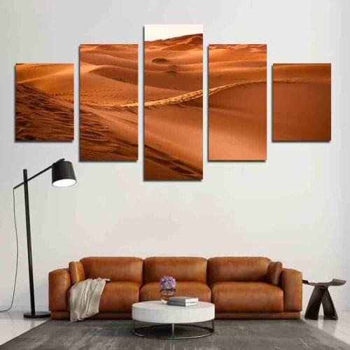 5pcs Deserts Footprints Landscape Real-life Photography Canvas Waterproof Ink Printing HD Living Room Decoration Posters