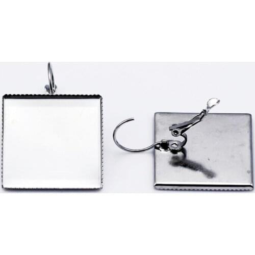 50pcs 15/25mm Brass Earring Bezels Blank Bezel Setting Lever Back Earring Findings Fit 15/25mm Square Earring Findings 18479