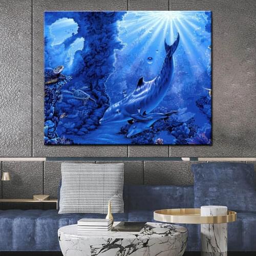 5D DIY underwater world Scenery Diamond Embroidery Cartoon Full Drill Square Room Home Decor Picture Diamond Painting Mosaic