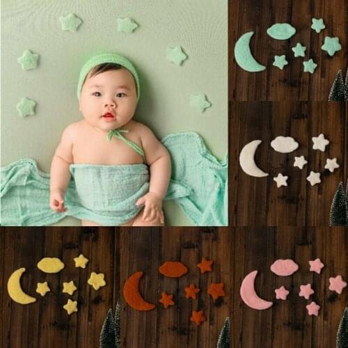 7Pcs Newborn Photography Props DIY Handmade Wool Felt Stars Moon Cloud Baby Photography Props Home Party Decor Photo Shooting