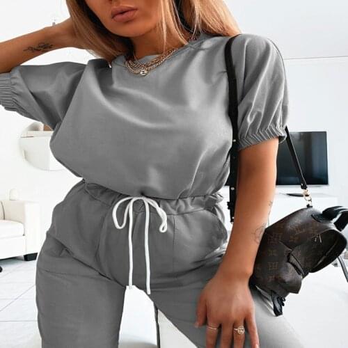 Pant Suits Tracksuit Womens Clothing 2021 Summer Outsuits Puff sleeve T-Shirt And Harem Pant Two Piece Set Woman Y2K Shorts Set