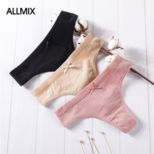 ALLMIX Hot Sexy Womens Cotton Panties G-String Low Waist Briefs Intimate Underwear Female T-back Soft Lady Lingerie Thongs