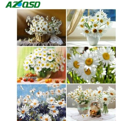 AZQSD Diamond Embroidery Daisy Flower 5D DIY Diamond Painting Full Square Mosaic Picture Of Rhinestones Home Decoration Gift