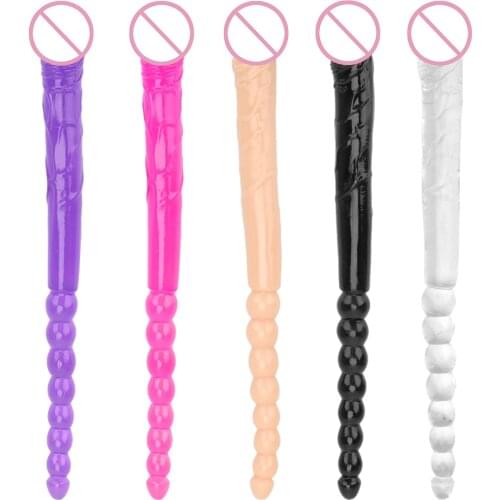 Anus Beads Sex Toys for Gay Women Flexible Soft Jelly Dildo Vagina Anal Massager Double End Dildo Super Long Artificial Penis