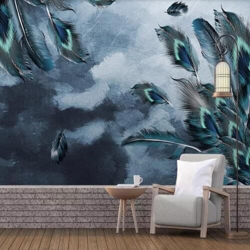 Custom 3D mural wallpaper Nordic minimalist dream feather background wall decorative painting