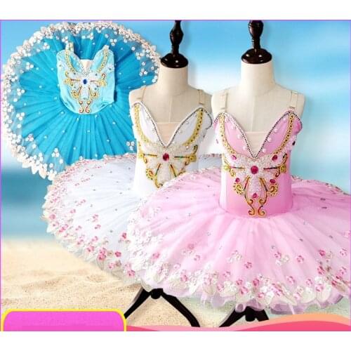 Ballet Dress Girls Lake Swan Tutu Ballet Women Dance Dress Gold Lace Ballerina Diamond Ballet Professional Performance Costume