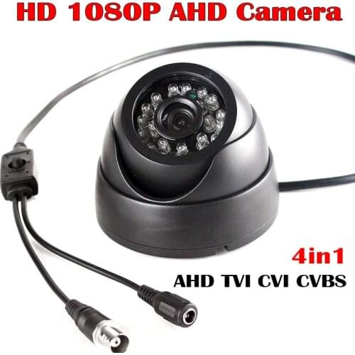 Black 1080P 4in1 AHD TVI CVI CVBS 1920*1080 2MP Camera CCTV Security Indoor dome UTC D/N, with osd menu cable