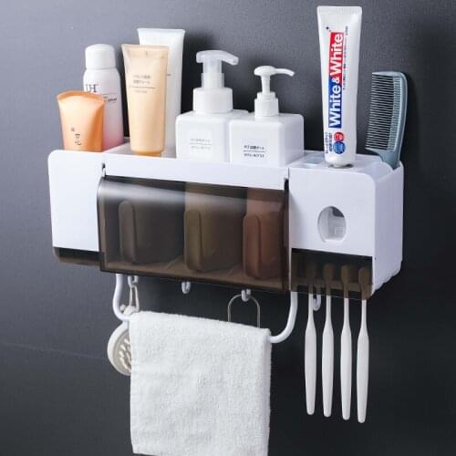 Toothbrush holder toothpaste squeezer dispenser bathroom accessories sets bathroom storage box case household items