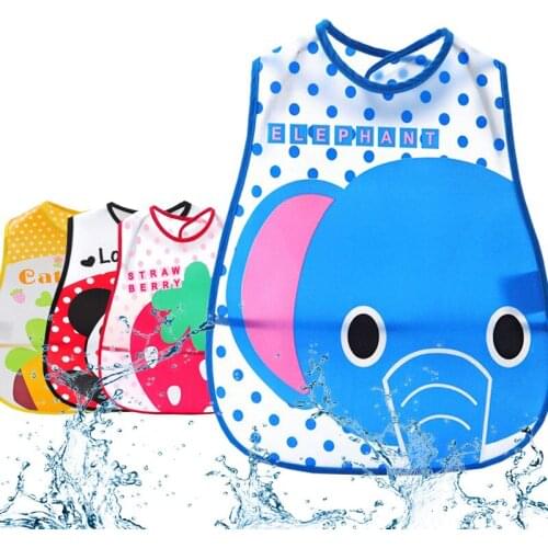 Baby Bibs Velcro EVA Plastic Waterproof Lunch Feeding Bibs Baby Cartoon Feeding Cloth Children Baby Apron Babador de bebe
