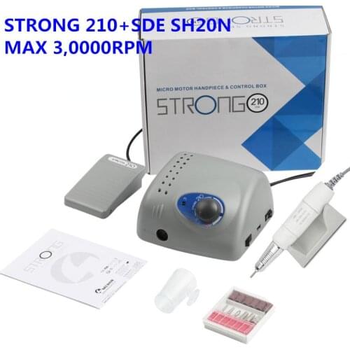30K STRONG 210 SDE-SH20N Handpiece 65W 30000rpm Nail Drills Manicure Machine Pedicure Electric File Bits